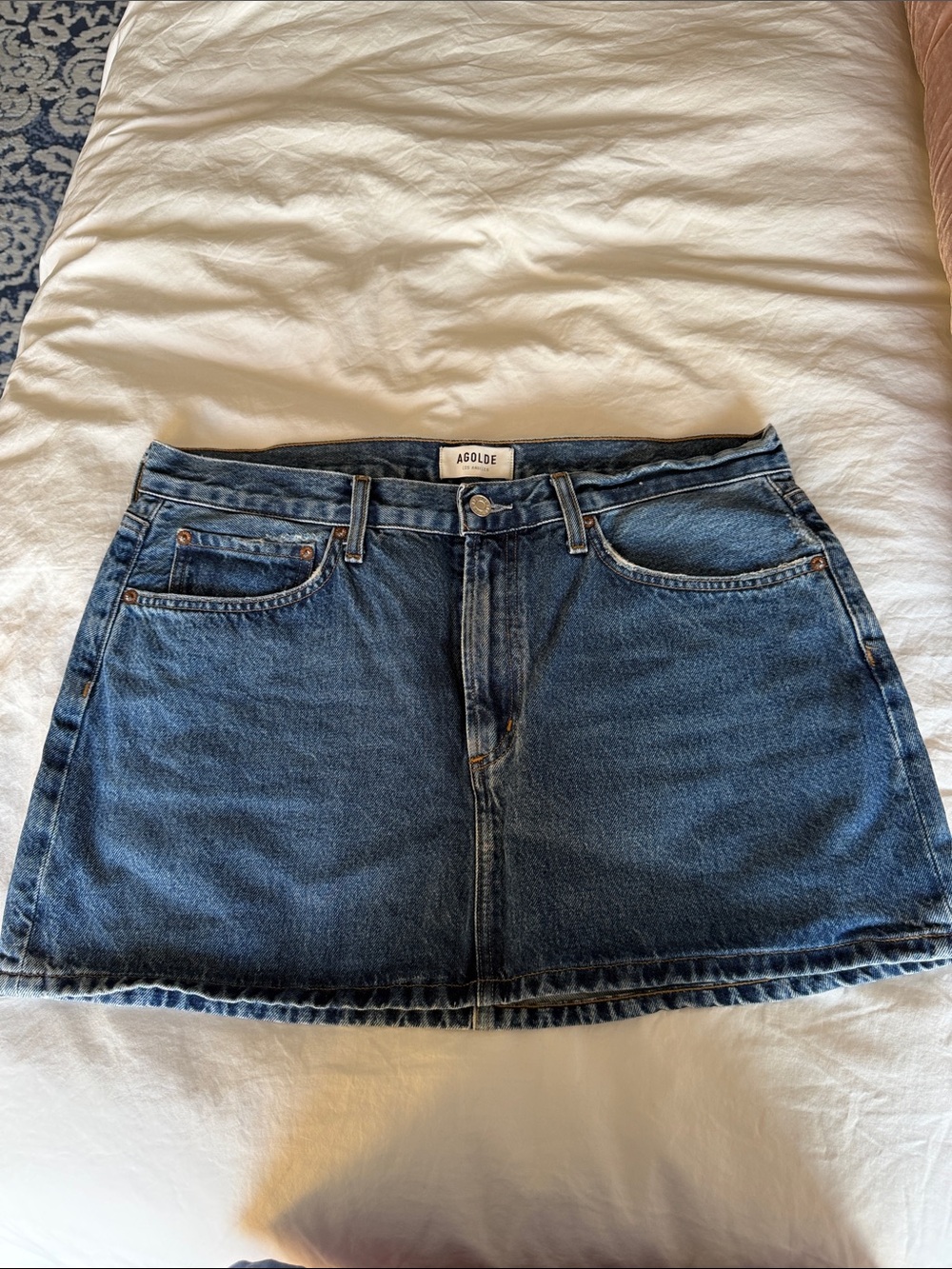 Agolde Classic Dark Blue Denim Mini Skirt